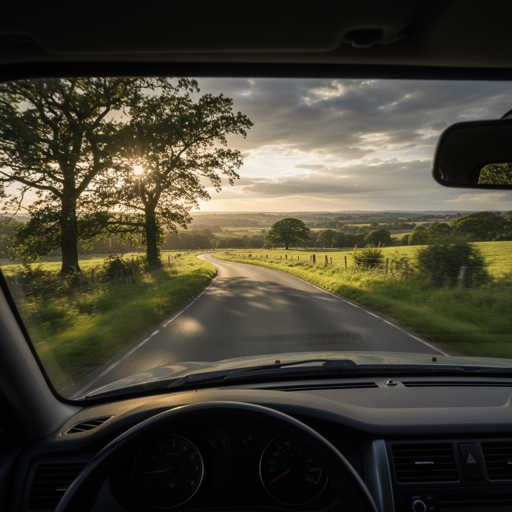 Förarvy på landsväg