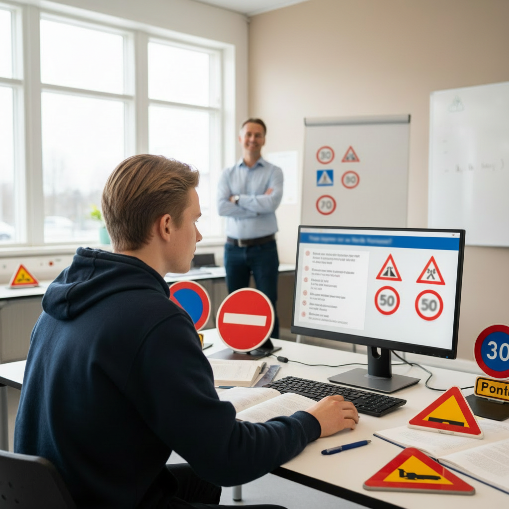 Kille som tränar på teori